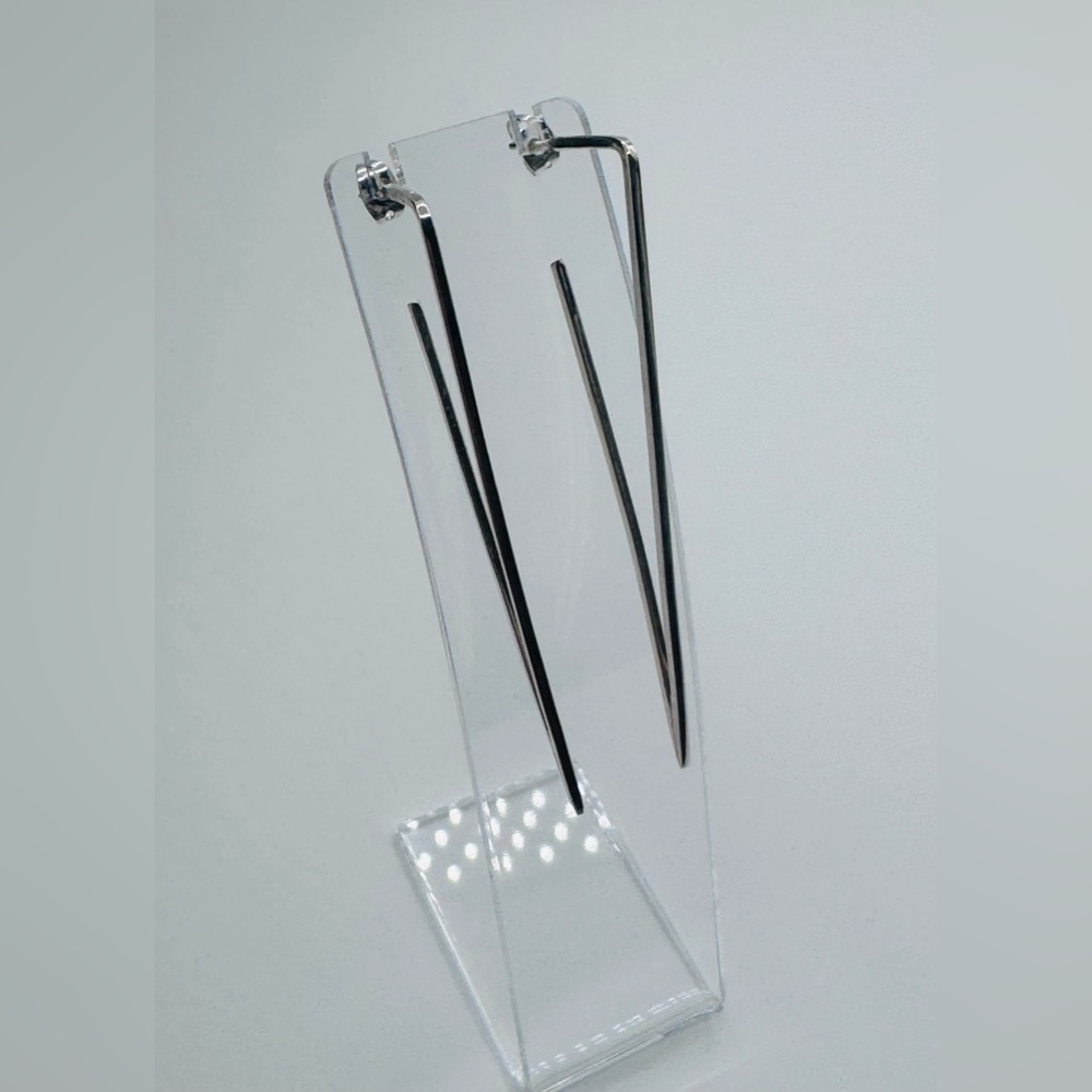 925s Solid Sterling Silver Triangle Dagger Stud Long Earrings | New In Box
